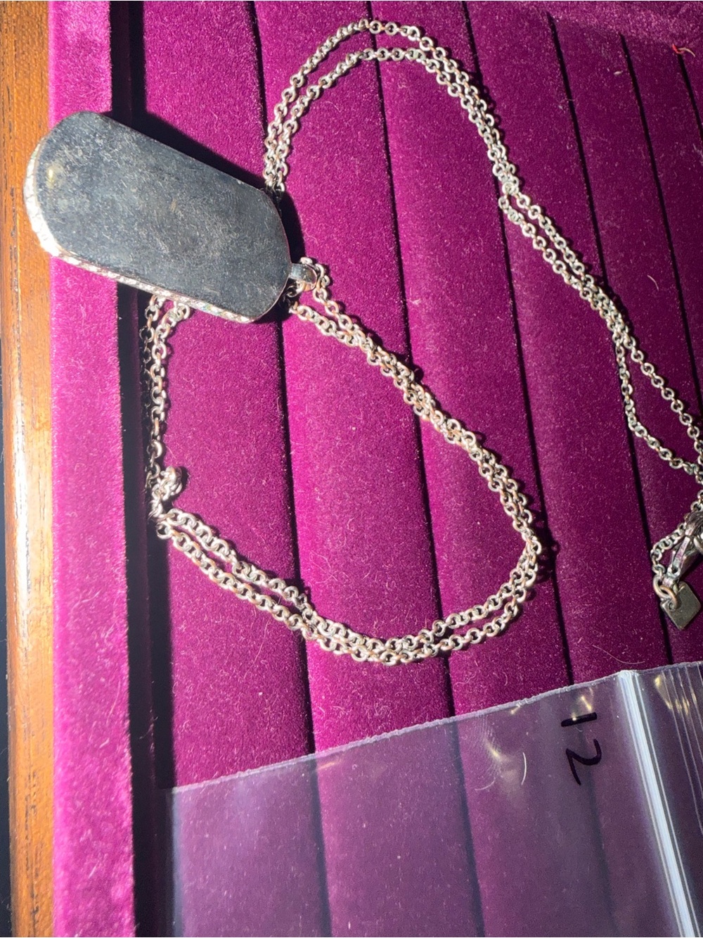 Sterling Silver Dog Tag Necklace - Polished Silver Pendant